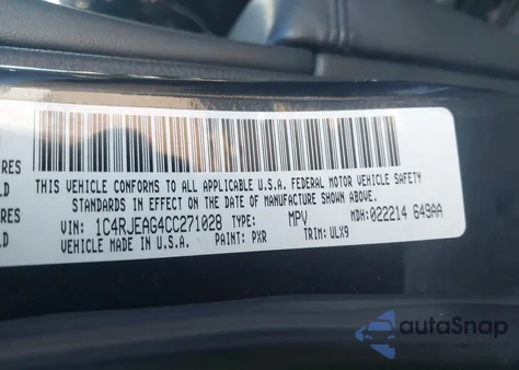 2012 Jeep Grand Cherokee Laredo from USA, damaged, VIN 1C4RJEAG4CC271028